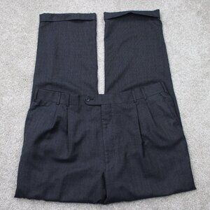 Joseph & Feiss International Trio Pants Mens 40x32 Gray Pleated 100% Wool Cuffed